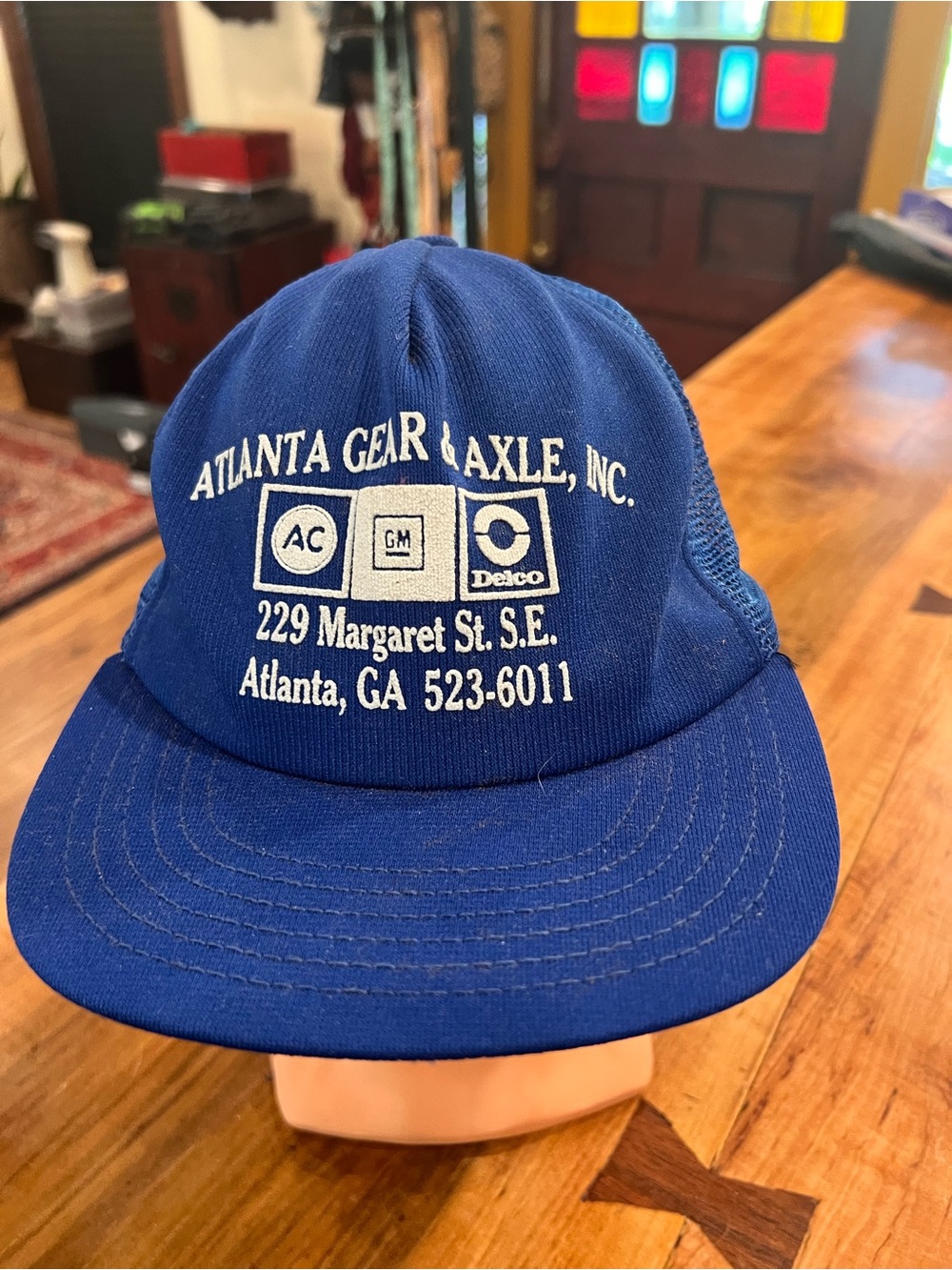 Blue Trucker Hat with Logo Embroidery